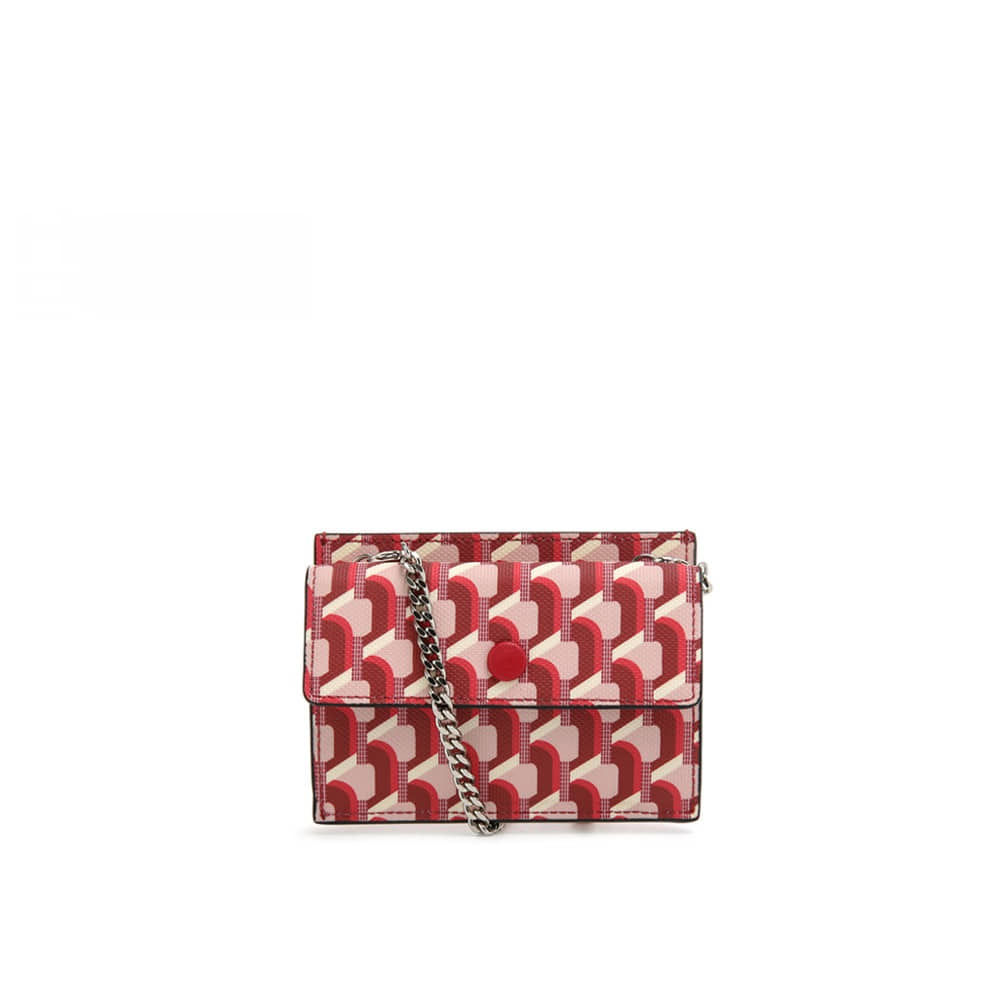 MONOGRAM CHAIN CROSS CARD WALLET REAL RED